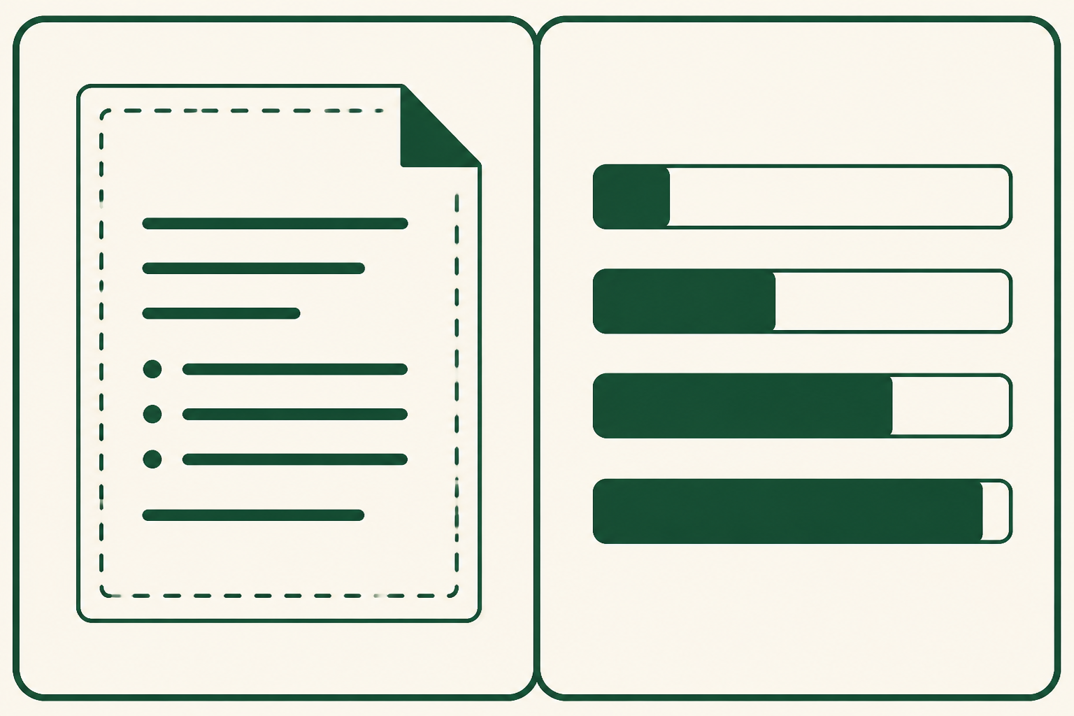 Document sheet beside wagering progress meters in cream and racing green